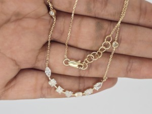 Elegante Collar de Diamantes con Múltiples Formas en Oro de 14K y 18K |   Collar de Cadena con Diamantes Cultivados en Laboratorio de Corte Mixto para Mujer - Product Image 1