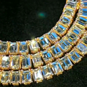 Luxury Geometric <b>Statement</b> <b>Necklace</b> 925 Silver Gold Plated Baguette Cut Diamond Link Chain Unisex Party Jewelry - Product Image 6