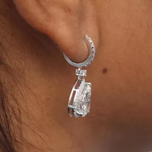Pendientes de diamantes cultivados en laboratorio con corte de pera y marquesa de 2.2 quilates, E F VS1, oro blanco de 14K, joyería fina para mujer - Product Image 3