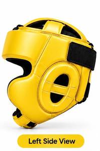 Protège-tête de boxe jaune en PU à face ouverte pour MMA, Kickboxing, Karaté, Sparring et Entraînement - Product Image 4