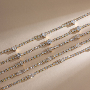 Nueva Pulsera de Tenis de Acero Inoxidable con Corazón de Circonita y Baño de Oro de 18K para Mujer, a la Moda - Product Image 3