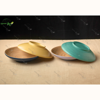Assiette de service en bambou faite à la main du Vietnam, écologique, biodégradable, non toxique, design classique, durable, pour les fêtes, 21 cm de diamètre, 5 cm