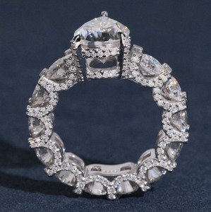 Anillo de plata 925 personalizado con moissanita VVS talla pera, estilo hip hop, con incrustaciones de circonitas, unisex, envío rápido desde stock local. - Product Image 4