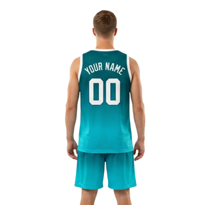 Tenues d'équipe de basketball Ombre pour hommes, maillot sans manches à col en V et short ample assorti avec impression personnalisée de noms et de numéros - Product Image 2