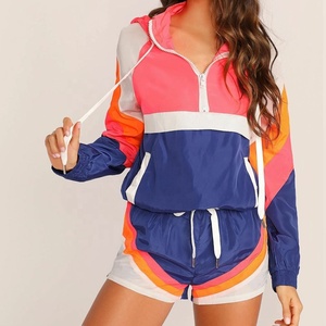 2026 Custom Half Zip Pullover Tracksuit 2026 Jogging Crop Top Windbreaker Jacket Two Piece Pants <b>Set</b> Women 2026 - Product Image 1