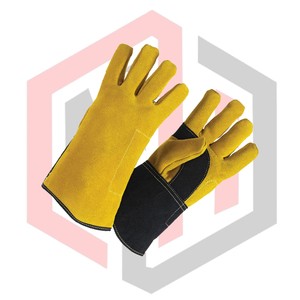 Guantes de Trabajo Reforzados MIG MAG de Cuero, Guantes de Soldadura de Cuero Vacuno Resistentes y Duraderos, Resistentes a Desgarros, Anti-Corte, para Bomberos - Product Image 3