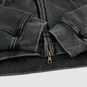 Haut court à capuche personnalisé pour femme, 100 % coton, décontracté, oversize, écologique, respirant, avec fermeture éclair, couleur unie, manches longues - Product Image 5