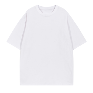 T-shirt en coton blanc surdimensionné pour homme, manches courtes, col rond, tissu jersey décontracté, couleur unie, style tricoté - Product Image 6