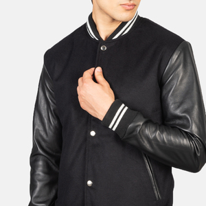 2024 High Quality Unisex Hooded Varsity <b>Jacket</b> Breathable <b>Waterproof</b> Anti-Bacterial Geometric Pattern Front 100% Wool Streetwear - Product Image 5