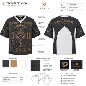 เสื้อเจอร์ซีย์ลายกราฟิกไซเคเดลิกโลโก้แบบกำหนดเอง สไตล์เรโทรโอเวอร์ไซส์ Y2K ผ้าตาข่ายปักลาย Third Eye เสื้อผ้ากีฬาสำหรับผู้ชายจากโรงงาน - Product Image 6