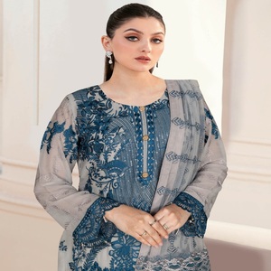 Venta al por mayor de diseñador de gasa pesada de 3 piezas trajes de marca original Ramsha indio paquistaní ropa de fiesta Maxi vestido - Product Image 3