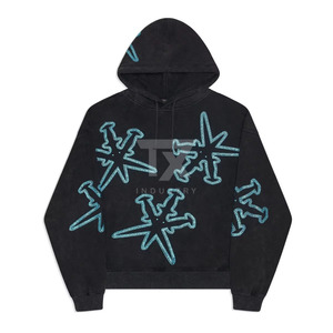 Best Price Winter Men's <b>Rhinestone</b> <b>Hoodies</b> with Digital Printing Oversized Fit Low MOQ Made in Pakistan - Product Image 1