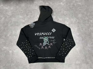 Black Rhinestone Zip Hoodie Crystal Graphic Oversized Winter Front Solid Streetwear Premium Cotton Fleece Custom Fashion Hoodie - Product Image 2