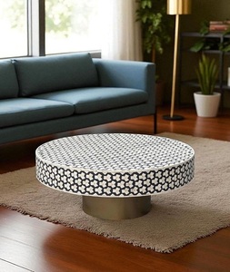 Table basse moderne en os incrusté, faite à la main, écologique, design unique, charme intemporel, caractéristiques réglables, marque F S INTERNATIONAL - Product Image 1
