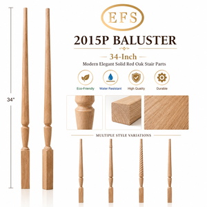 Composant d'escalier élégant et moderne, modèle 2015P, 34 pouces, en bois de chêne rouge massif, résistant à l'eau, réglable, écologique et durable - Product Image 1