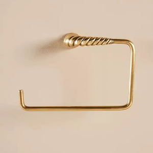 Gold Finish Iron Toilet Paper Holder Elegant Tissue <b>Roll</b> Stand For Modern Bathroom Wall Mounted Decorative Use - Product Image 1