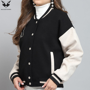 Newest 2026 Comfortable Women's Black White Letterman Varsity Jacket With R Logo Front Full Sleeve Autumn Wear Regular Fit - Product Image 4