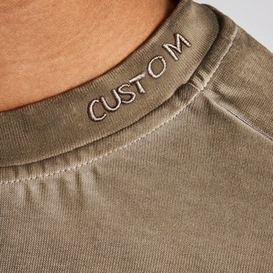 Camiseta de algodón verde oliva para hombre, manga corta, estilo casual, con logo estampado en la parte delantera, transpirable, estilo jersey, 100% algodón vintage - Product Image 4