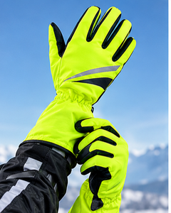 Gants de moto unisexes jaunes fluo légers, imperméables, antidérapants, à doigts complets, avec fermeture auto-agrippante, réfléchissants, pour karting - Product Image 2