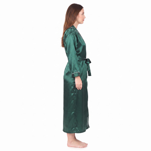 Women Satin Long Robe Full Length V-Neck Elegant Smooth 100% Silk Sleepwear with Belt Pockets <b>Light</b> Weight <b>Sleeping</b> Gown Ladies - Product Image 3