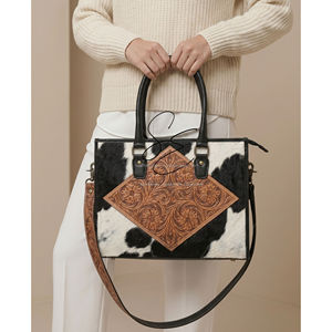 Sac fourre-tout en cuir véritable à poils, fait main, avec sangle bandoulière, sacoche de bureau pour femme, OEM - Product Image 1