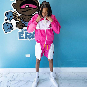 Wholesale Men's High Quality <b>Vintage</b> Streetwear Breathable <b>Windbreaker</b> Two-Piece Custom Logo New Design Waterproof Shorts Summer - Product Image 4