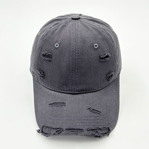 Casquette de baseball vintage délavée en coton style denim, ajustable, non structurée, rétro, avec bords effilochés, pour homme et femme - Product Image 3