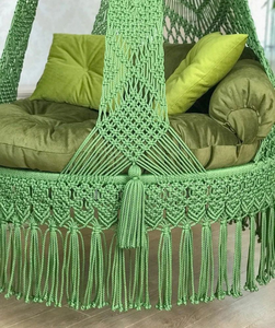 Hamac en macramé en coton bohème, fauteuil suspendu fait main, siège suspendu pour intérieur, extérieur, balcon, patio, jardin (vert, 72"X33") - Product Image 4