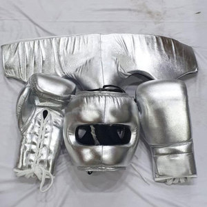 Factory Price Professional Customized Boxing Sparring Gloves Head Groin Guard Set Genuine <b>Cow</b> Leather Laced Breathable - Product Image 3