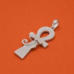 Pendentif Croix Ankh en Argent Sterling 925 avec Diamants Moissanite Sertis, Bijoux Hip Hop - Product Image 2