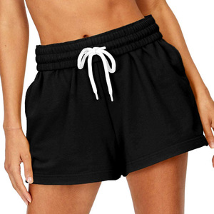 High Waist Knitted <b>Women's</b> <b>Shorts</b> Solid <b>White</b> Drawstring Elastic Closure Breathable Casual Fit Regular Style - Product Image 5