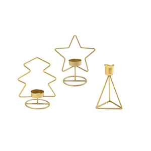 Petit bougeoir en métal de haute qualité pour la décoration de la maison moderne avec étoile finie en or tendance et léger - Product Image 1