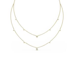 Collier double couche en or rose avec diamants de laboratoire taille poire 1,50 ct, design minimaliste pour femme, à porter au quotidien - Product Image 4