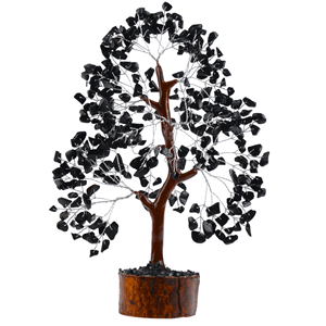 Wholesale High Quality Black Tourmaline Crystal Carved <b>Tree</b> of Life Silver Wire Gemstone Healing Stones Portable Home Decor - Product Image 1