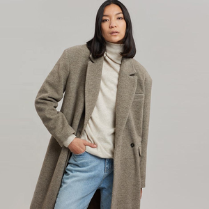Abrigos de lana largos sin cuello para mujer, chaqueta de invierno para mujer - Product Image 4