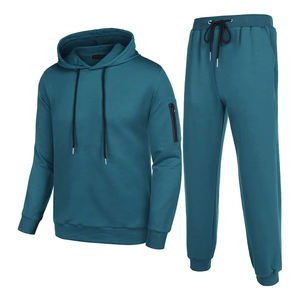 Ensemble de vêtements de sport pour homme, hiver, manches longues, polaire, imprimé à pois, sweat-shirt à fermeture éclair, pantalon de survêtement ample, ensemble de sport deux pièces - Product Image 2