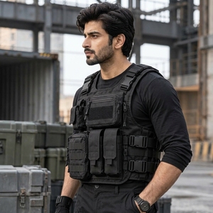 Men Tactical <b>Vest</b> Made With Durable Nylon Material Adjustable Shoulder Straps Functional <b>Utility</b> Pockets Breathable Construction - Product Image 3