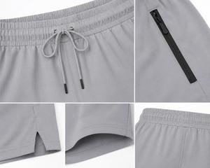 Shorts Bermuda Gris en Polyester pour Homme, Taille Mi-Haute, Fermeture Boutonnée, Respirant, Coupe-Vent, Imperméable, Écologique, Séchage Rapide, Style Sportif - Product Image 5