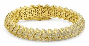 Gold Plated Dragon Head Cuff <b>Bracelet</b> with Cubic Zirconia Links Brass Jewelry 21cm Length for Anniversary Gift - Product Image 3