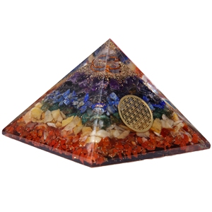 Pyramide d'orgone portable faite à la main 7 chakras, style pierres précieuses, objet de collection d'art, qualité supérieure, mariage F S CRYSTAL New Age - Product Image 3