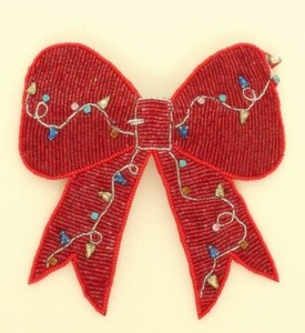 Cute Christmas <b>Bow</b> Embroidery Seed Beaded Hair <b>Clip</b> For Everyday Festive Hair <b>Clip</b> for Women Fashion Statement Hair Barrette - Product Image 1