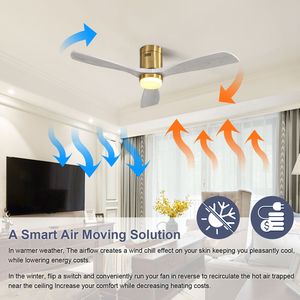 Ventilatore da Soffitto LED Decorativo da 52 Pollici con Luce LED Dimmerabile, Telecomando a 6 Velocità, 3 Pale in Legno Massello, Motore DC Reversibile per Soggiorno - Product Image 6