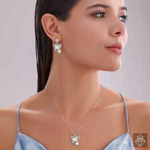 L'ensemble de bijoux de mode papillon en cristal PRAO comprend un collier et des boucles d'oreilles accessoire de mode complet - Product Image 2