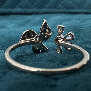 Bague Fleur en Or Rose 18K avec Diamants de Laboratoire Poire et Rond de 0,369 CT, 2,05g, Bijou Ouvert Tendance, Inspiré de la Nature, Bague Délicate - Product Image 3