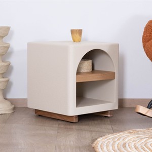 Mesita de noche Vandana Crystal Value en madera de acacia con acabado de hormigón arenado Miona - Product Image 2