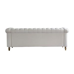 Divano Chesterfield in Velluto Beige da 84,65 Pollici per Soggiorno - Product Image 6