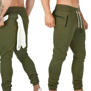 Pantalon de jogging slim pour homme en molleton de coton de haute qualité avec revers ajustables et coupe ample - Product Image 1