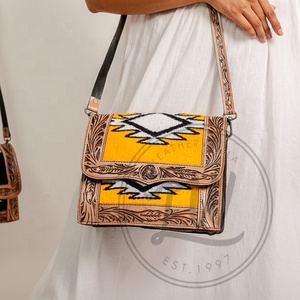 Handmade Women's Stylish Aztec Tooled Leather Clutch High Quality Shoulder Bags Inspired Saddle <b>Blankets</b> Wallets Wristlet Option - Product Image 1