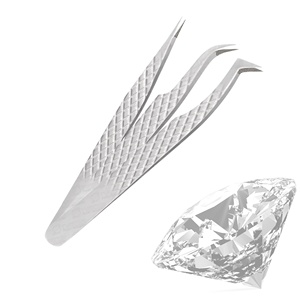 Ensemble de 6 pinces à épiler argentées pour faux cils en acier inoxydable avec marque privée et emballage personnalisé - Product Image 4