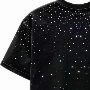 T-shirt en toile premium avec strass, pour homme, grande taille, manches courtes, coupe classique, séchage rapide, respirant, polyester/coton - Product Image 5